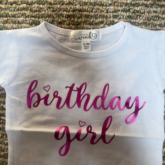 NEW Sweet Wink Girls White and Pink BIRTHDAY GIRL Shirt - Girls 5 - Picture 2 of 3
